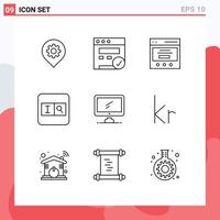 Stock Vector Icon Pack of 9 Line Signs and Symbols for imac monitor interface computer search Editable Vector Design Elements