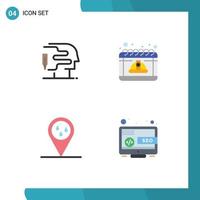 Mobile Interface Flat Icon Set of 4 Pictograms of human raining calendar may desktop Editable Vector Design Elements