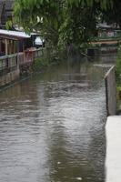 a clean river for agricultural needs is located in the middle of the city. photo