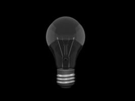 lighted bulb isolated on black background. 3d render photo