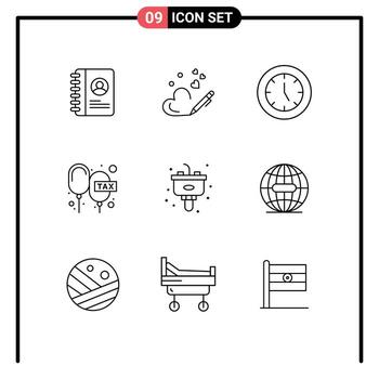 Set of 9 Vector Outlines on Grid for disposal payable devices floating charge Editable Vector Design Elements