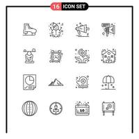 Set of 16 Modern UI Icons Symbols Signs for concentration speaker advertising megaphone loudspeaker Editable Vector Design Elements