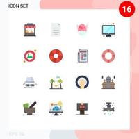 Modern Set of 16 Flat Colors and symbols such as goal device egg screen happy Editable Pack of Creative Vector Design Elements