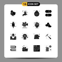 16 Universal Solid Glyphs Set for Web and Mobile Applications settings loading celebration layout ornaments Editable Vector Design Elements