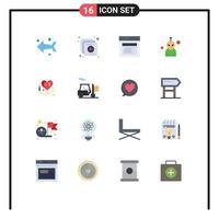 Set of 16 Vector Flat Colors on Grid for forklift broken heart modal sewing heart avatar Editable Pack of Creative Vector Design Elements