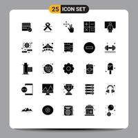 Set of 25 Modern UI Icons Symbols Signs for communication finance oncology calculator gesture Editable Vector Design Elements