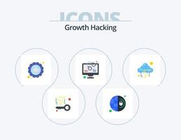 hackear el diseño de iconos del paquete de iconos planos 5. advertir. asegurado. ajustes. código. cortar a tajos vector