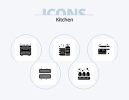 Kitchen Glyph Icon Pack 5 Icon Design. utensil. cooking. microwave. wash. dish vector