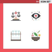 Group of 4 Flat Icons Signs and Symbols for gdpr chemical flask baluance market lab flask Editable Vector Design Elements