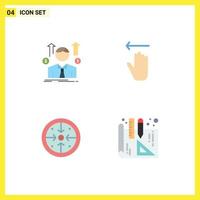 4 User Interface Flat Icon Pack of modern Signs and Symbols of business stages employee arrow implementation Editable Vector Design Elements