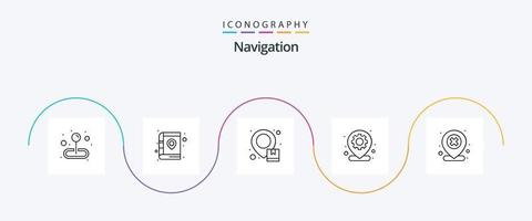 paquete de iconos de la línea de navegación 5 que incluye la ubicación. clavo. entrega. mapa. clavo vector