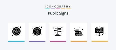 Public Signs Glyph 5 Icon Pack Including . advertising. arrows. ad. train. Creative Icons Design vector