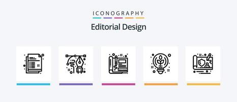 Editorial Design Line 5 Icon Pack Including education. creative. design. browser. buffer. Creative Icons Design vector