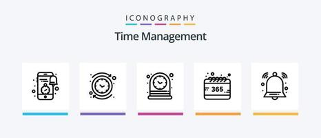 paquete de iconos de la línea 5 de gestión del tiempo que incluye reloj. reloj. reloj. hora. hora. diseño de iconos creativos vector