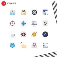 Editable Vector Line Pack of 16 Simple Flat Colors of target manager stop management roller Editable Pack of Creative Vector Design Elements