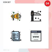 4 Universal Filledline Flat Colors Set for Web and Mobile Applications advertise internet halloween check list seo Editable Vector Design Elements