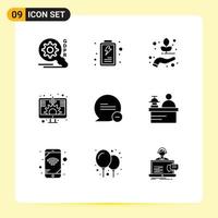 Modern Set of 9 Solid Glyphs Pictograph of message delete plant chat investment Editable Vector Design Elements