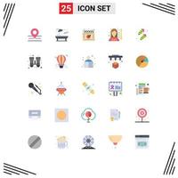 Universal Icon Symbols Group of 25 Modern Flat Colors of party women appointment snooker player Editable Vector Design Elements