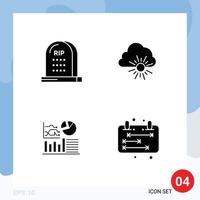 Set of 4 Modern UI Icons Symbols Signs for death graph halloween nature flowchat Editable Vector Design Elements