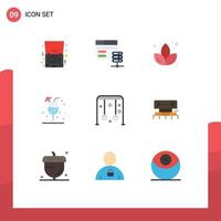 Universal Icon Symbols Group of 9 Modern Flat Colors of sport child web summer drink Editable Vector Design Elements