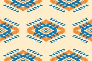 patrón étnico ikat sin costuras en tribal. estampado de adornos étnicos geométricos aztecas. estilo de patrón ikat. vector
