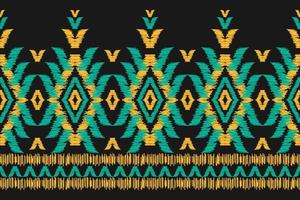 arte de patrón de ikat étnico fronterizo. tela americana, estilo mexicano. nativo de rayas geométricas. vector