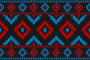 alfombra etnica ikat estampado rojo. patrón geométrico étnico ikat sin costuras en tribal. estilo mexicano vector