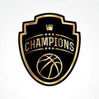 ilustración de emblema de insignia de campeones de baloncesto vector