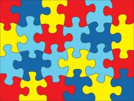 Puzzle Pieces in Autism Awareness Colors Background Illustration vector