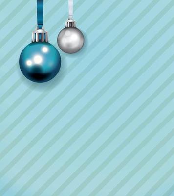 Blue and White Christmas Ornaments on Stripe Background Illustration