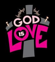 dios es amor cruz y palabra arte ilustración vector