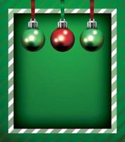 Green Christmas Holiday Frame and Ornaments Background Illustration vector