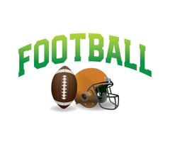 American Football Word, Ball, and Helmet on White Illustration vector