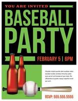 Baseball Party Flyer Template Illustration vector