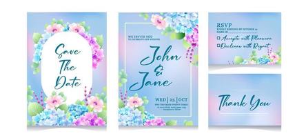 Romantic Wedding Invitation in Soft Blue vector