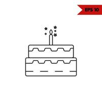 ilustración del icono de línea de pastel de cumpleaños vector