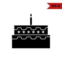ilustración del icono de glifo de pastel de cumpleaños vector