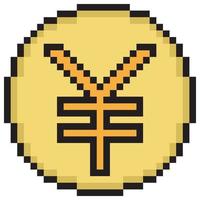 Yen coin icon pixel art. Vector illustration