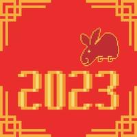 feliz año nuevo chino 2023 con pixel art.ilustración vectorial vector