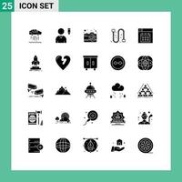 25 Universal Solid Glyph Signs Symbols of date design photo web industrial Editable Vector Design Elements