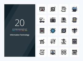 20 icono de línea de tecnología de la información para presentación vector