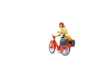 Cyclist with a saddle bag isolated on white background with clipping path photo