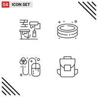 Set of 4 Modern UI Icons Symbols Signs for paint brush designing brush park grid Editable Vector Design Elements