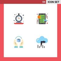 4 Universal Flat Icons Set for Web and Mobile Applications alarm care retro menu handle Editable Vector Design Elements