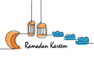 vector illustration single continuous line ramadan kareem