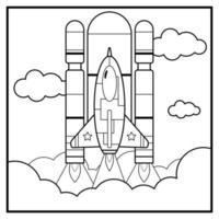 Coloring page of spaceship launch vector