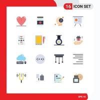 conjunto de 16 iconos de interfaz de usuario modernos signos de símbolos para presentación de música de negocios de documentos paquete editable de elementos de diseño de vectores creativos