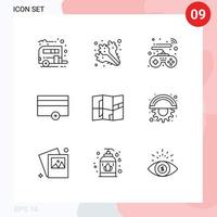 Set of 9 Commercial Outlines pack for place location controls no money Editable Vector Design Elements
