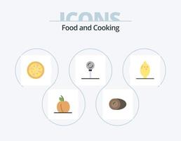 paquete de iconos planos de alimentos 5 diseño de iconos. . limón. pizza. Fruta. chupete vector