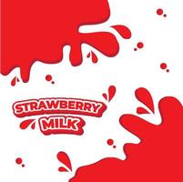 Fresh milk banner with strawberry,splash,drops on white and blue background for branding,logo,template,label,emblem for shop,packaging,packaging and advertising. Vector